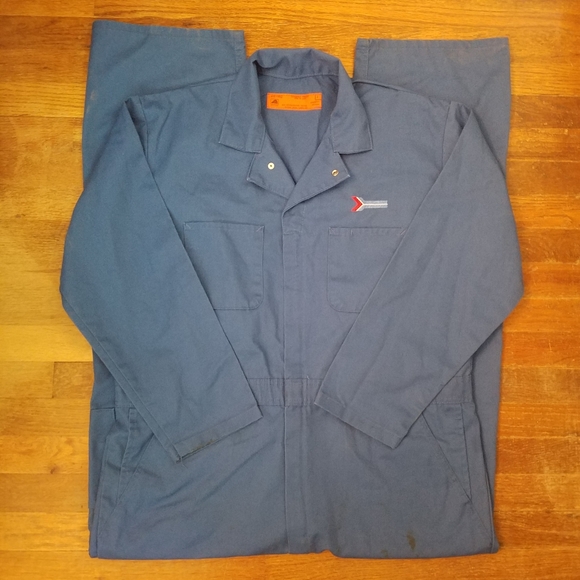 Mens Coveralls Carpenter Style 48 Regular USA Work Utility Blue Pockets Zip Up - Picture 1 of 12